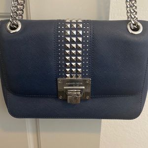 Navy Blue Studded MK Purse